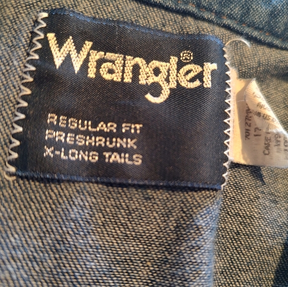 Vintage Wrangler Snap Long Sleeve Men's Shirt L X-long tails 17 x 36 pearl white - Picture 7 of 13